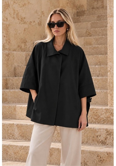 Genel Markalar Kadın Panço Trençkot Oversize Rahat Kesim Standart Beden 38-46 Uyumlu Siyah Siyah Genel Markalar Kadın Panço Trençkot Oversize Rahat Kesim Standart Beden 38-46 Uyumlu Siyah Siyah