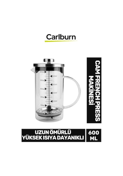 Özel Üretim Isıyı Uzun Süre Koruyan Süzgeçli Bitki Çayı Demliği Filtre Kahve French Press 600 Ml Çok Renkli