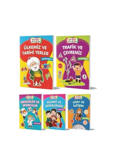 Boya Öğren Çıkartmalı Çocuk Kitapları - 5 Kitap Takım- Beyaz Balina Yayınları