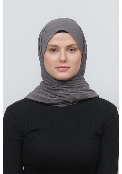 Altobeh Kadın Pratik Kırışık Krinkıl Mira Tesettür Şal - Füme