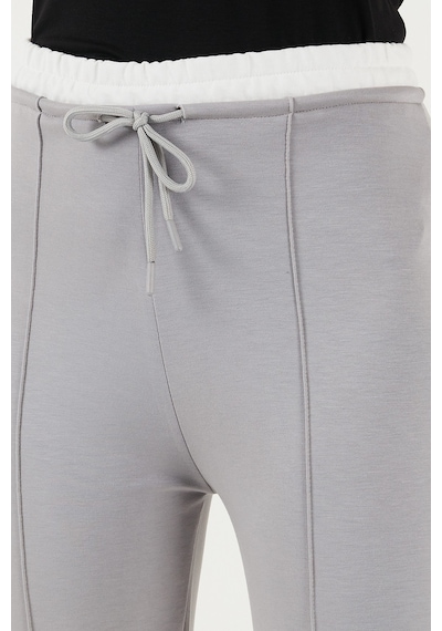 Lela Streç Slim Fit Yüksek Bel Geniş Paça Çimalı Bayan Eşofman Altı 5866078 Gri