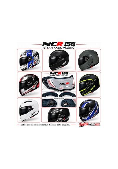 Siyah Kask Vizörü Ncr-158 Model Kask Camı Siyah