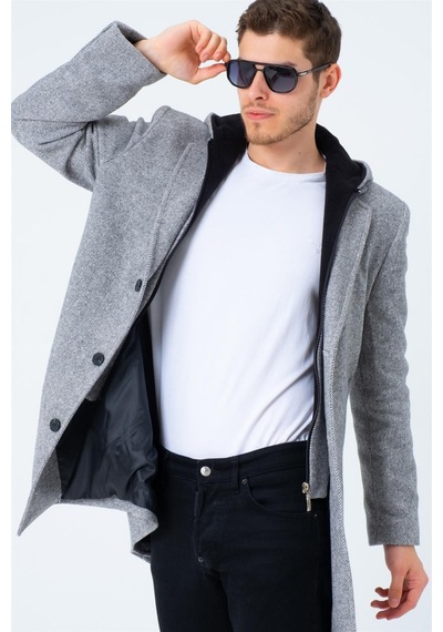 Plt8395 Dewberry Battal Palto-Diagonal Gri-Diagonal Gri