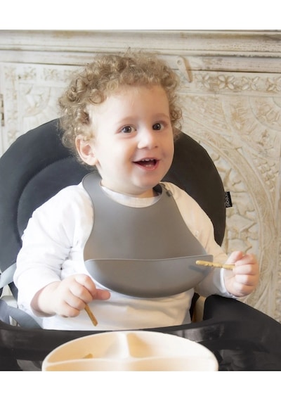 Babyjem Mini Silikon Mama Önlüğü Gri