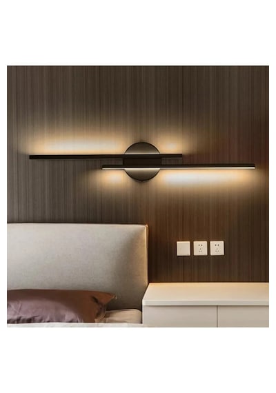 Sare Aplik Siyah Renk Gün Işığı Ledli Banyo Mutfak Duvar Aplik Siyah