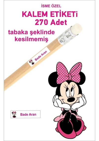 Öğrenci Etiketi Isimli Minnie Mouse Okul Kalem Etiketi Kalem Stic
