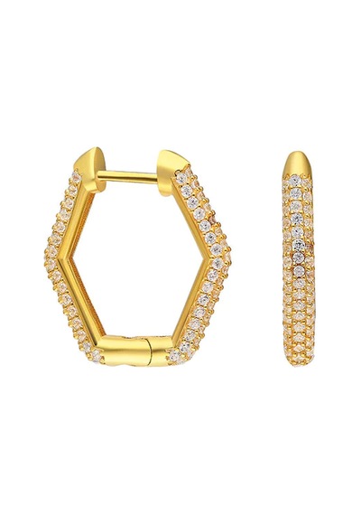Hexagon Zirkon Küpe 717050 Gold Gümüş
