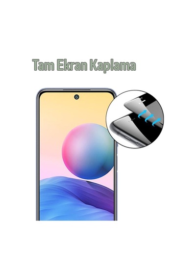 Redmi Note 10 Full Glue 3D Kaplama Cam Ekran Koruyucu Siyah