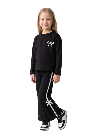 New Kids Kız Takım Çocuk Uzun Kol Fiyonk Syh Detaylı -91252 Siyah