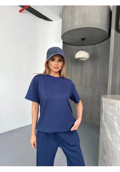 Freedom Store Kadın Osy Modal Yumuşak Dokulu Kumaş Kısa Kollu Bluz Rahat Pantolon İkili Takım- Lacivert