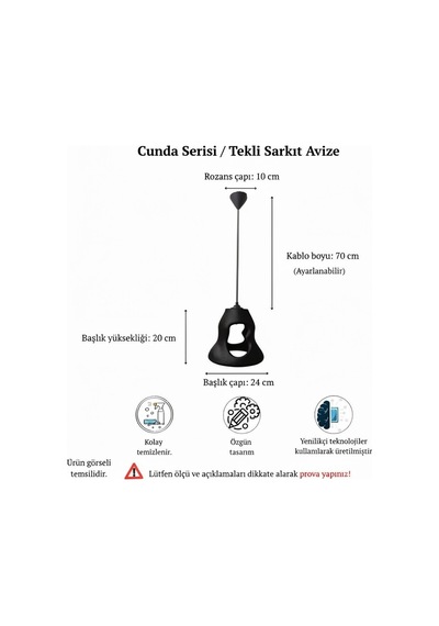 Cunda Serisi Modern Beton Görünümlü Tekli Sarkıt Avize - Siyah - Mutfak, Salon, Çocuk Odası, Hol Aydınlatması Siyah