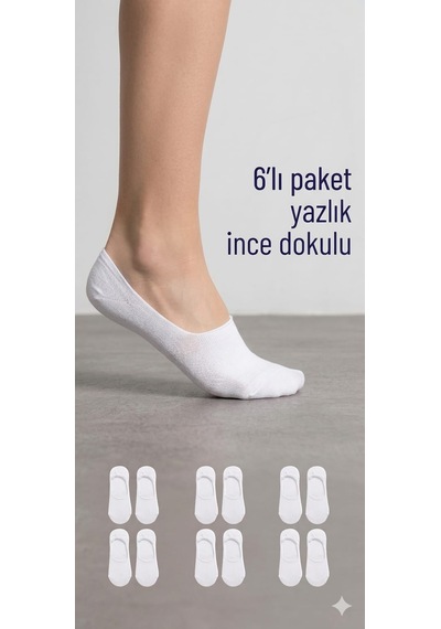 Km Collections 6'lı Set Babet Çorap Erkek&kadın Beyaz