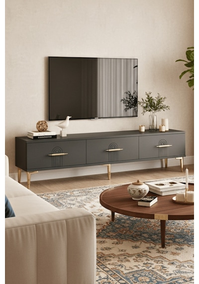 Tsa1815a - İda Tsa180 Tv Stand, Tv Sehpası Ve Tv Ünitesi Antrasit 180cm