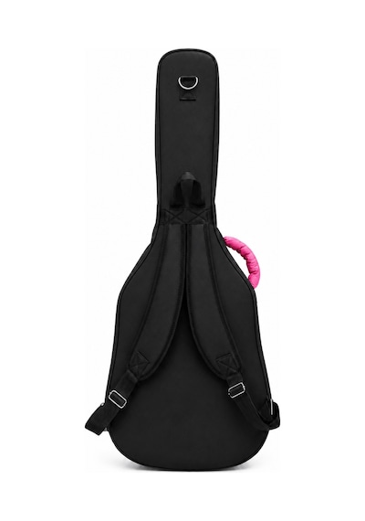 Profesyonel Gigbag Kalın Akustik Gitar Kılıfı-çantası - Siyah - Pembe 1900 Denye Lüx Kumaş - %100 Su Geçirmez