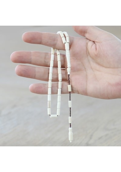 Sistemli Kesme Kesim Natural Renk Deve Kemiği Tesbih