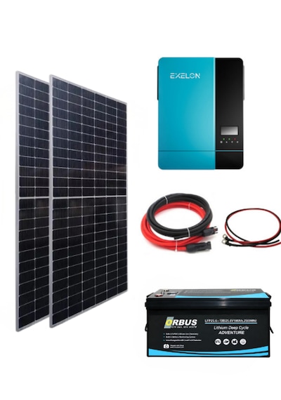 Bağ Bahçe Karavan İçin Lityum Akülü Hazır Paket Solar Güneş Enerji Sistemi Paket 9