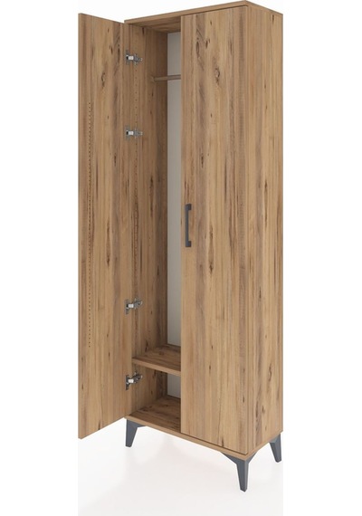 Arges Dolap Tek Raflı 2 Kapaklı Tek Askılı 60x30x182 Çam-çam Çam