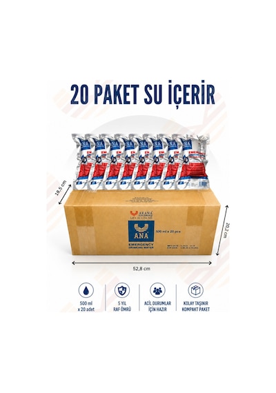 Ana Acil Durum İçme Suyu 20 x 500 ML