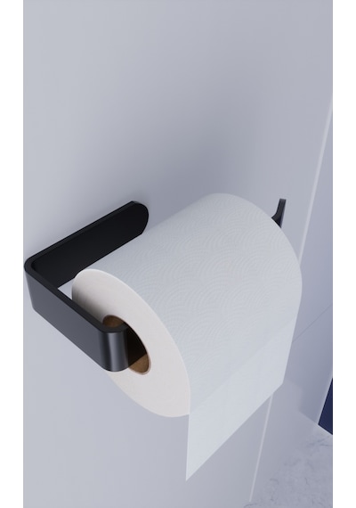 Paslanmaz Yapışkanlı Lüks Tasarım Lamalı Tuvalet Kağıtlığı Ev Banyo Düzenleyici Siyah