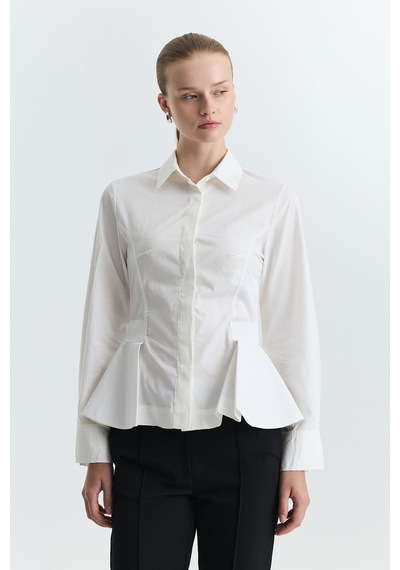 Antioch Peplum Poplin Gömlek Ekru