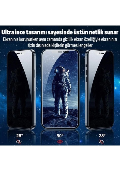 Apple, Uyumlu iPhone 12 Mini Privacy Gizli Hayalet Tempered Cam Ekran Koruyucu- 5775
