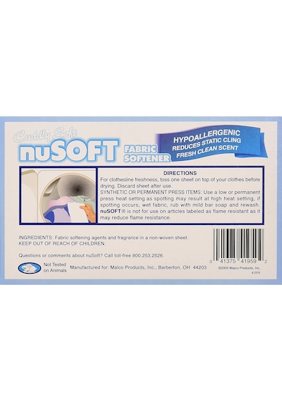Nusoft Kurutma Makinası Özel Çamaşır Yumuşatıcı Mendil 50 Kullanım