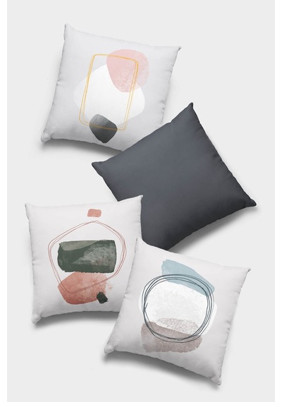 Antrasit Modern Çift Taraflı 4'lü Set Kırlent Kılıfı 4kr058
