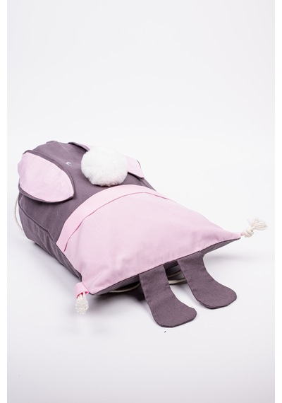 Fabric Craft Bag Çocuk Sırt Çantası Tavşan Figürlü Pembe Pembe - Gri