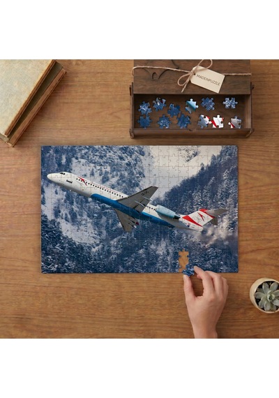 Dağlar Üstünde Yolcu Uçağı Tasarımı 240 Parça Ahşap Puzzle Ahşap Kutuda Mpy20253