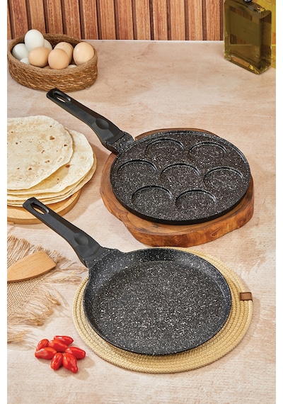 Polochef Granit Krep Ve Pankek Tavası Set Siyah