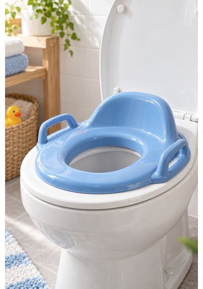 1 Adet Çocuk Klozet Adaptörü Mavi Kulplu Ergonomik Oturak, Taşınabilir Tuvalet Eğitimi Seat Potty Trainer