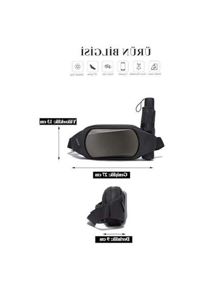 2As Suya Dayanıklı Unisex Bel Çantası, Günlük Kullanım İçin İdeal 341 Siyah