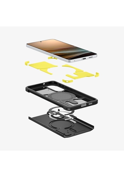 Spigen Samsung Galaxy S25 Edge İle Uyumlu Kılıf Tough Armor Aı Magfit Özellikli Kickstand Black Siyah