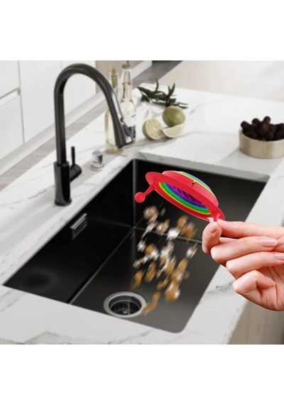 Gökkuşağı Mutfak Lavabo Kademeli Atık Filtresi + 10 Adet Yapışkanlı Gider Koruyucu - 2li Set L2b5l9 Diğer