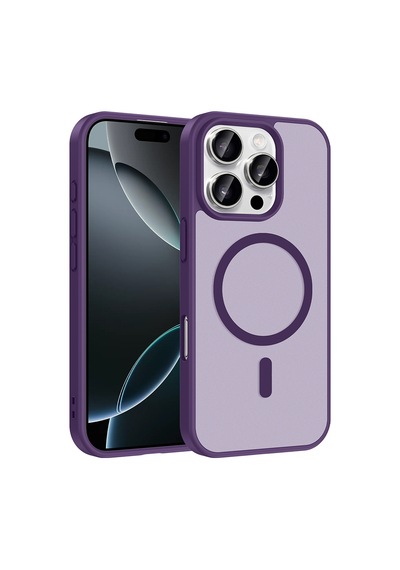 Zore Apple Uyumlu iPhone 16 Pro Max Kılıf M-safe Şarj Özellikli Zore Babet Kapak - Derin Mor
