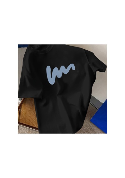 Caddemia Yaz Rahat Rahat Gevşek Büyük Boy Yaratıcı Desen Baskılı Spor Yuvarlak Boyu Siyah 2XL Caddemia Yaz Rahat Rahat Gevşek Büyük Boy Yaratıcı Desen Baskılı Spor Yuvarlak Boyu Siyah 2XL