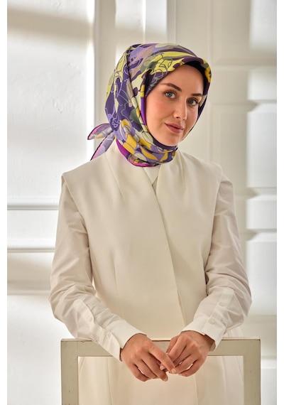 Silk Home Twill İpek Eşarp 11483-42 Mor, Fuşya, Asit, Koyu Yeşil, Lila, Butter Yellow