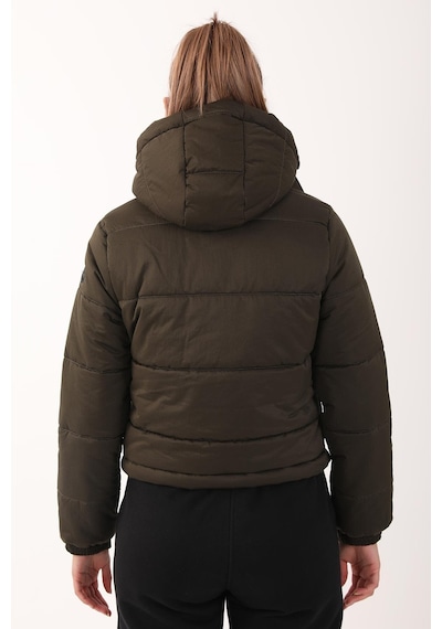 Maraton Sportswear Regular Kadın Kapşonlu Uzun Kol Basic Haki Mont 21288-haki Haki