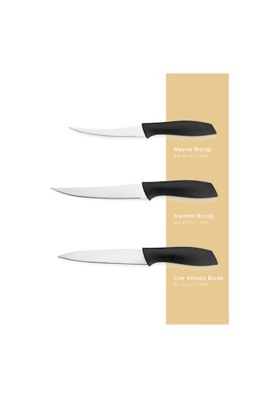 Schafer Quick Chef Bıçak Seti 3 Parça-siyah Siyah