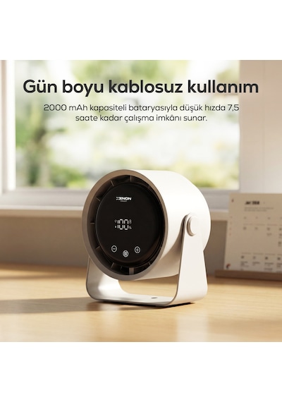 Xenon Smart Taşınabilir Masaüstü Fanı 100 Kademe Kontrol, Şarjlı, Dokunmatik Ekran, 2000mah, Usb-c X6113