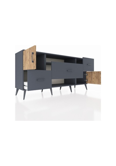 Hyperion Konsol 2 Raflı 3 Çekmeceli 2 Kapaklı 176x44x83 Antrasit-çam/antrasit Çam/antrasit Hyperion Konsol 2 Raflı 3 Çekmeceli 2 Kapaklı 176x44x83 Antrasit-çam/antrasit Çam/antrasit