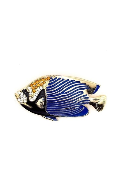 Solfera Imparator Melek Balığı Resif Angel Fish Zirkon Rozet Broş Rz091