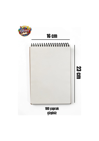 Üstten Spiralli 100 Yaprak Çizgisiz Orta Boy Sert Kapak Bloknot Defter Kraft Kağıt 16x23 Cm