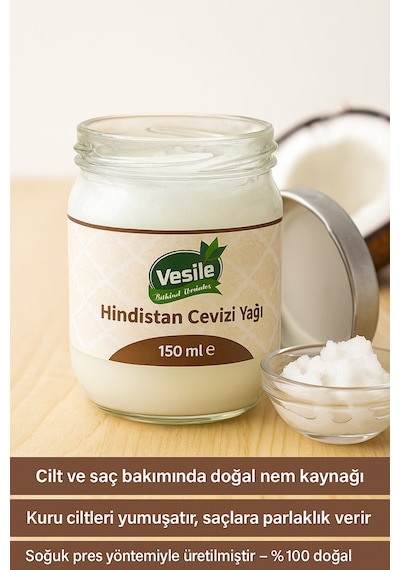 %100 Saf Soğuk Sıkım Hindistan Cevizi Yağı 150 Ml Doğal Cilt Ve Saç Bakım Yağı Diğer
