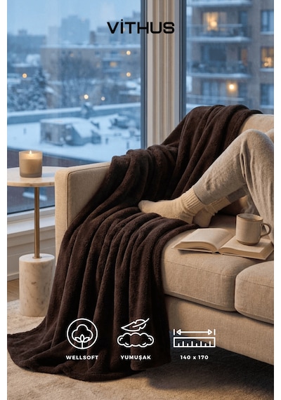 Wellsoft Tv Battaniyesi Peluş Polar Ultra Yumuşak Battaniye 140x170 Cm Siyah