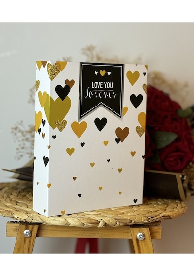 Rabsev Fotoğraf Albümü 10x15cm 200 Fotoğraf Kapasiteli Renkli Love You Desenli Anı Albümü