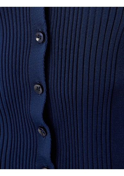 Koton Polo Yaka Biyeli Düğmeli Dokulu Slim Fit Hırka Lacivert 5wal90087ıt Lacivert