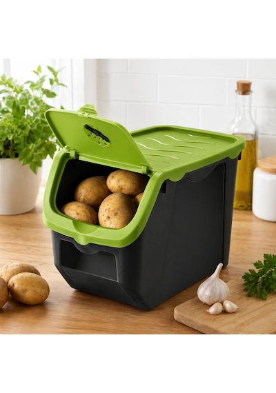 Orret Home 12 Litre Patates Soğan Saklama Kabı Hava Alabilir Kapa Asorti
