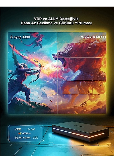 Govee AI Sync Box 2 75-85 Inc TV Arkası LED Ambiyans Aydınlatma, Matter Destekli, Harici HDMI Cihazı Gereklidir Govee AI Sync Box 2 75-85 Inc TV Arkası LED Ambiyans Aydınlatma, Matter Destekli, Harici HDMI Cihazı Gereklidir