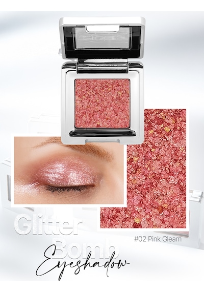 Cre'ars Mücevher Parlaklığında Yoğun Pigmentli Tekli Far Glitter Bomb Eyeshadow 02 Pink Gleam